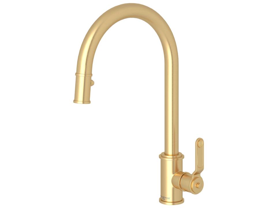 Armstrong Pull-Down Kitchen Faucet with C-Spout in Satin English Gold