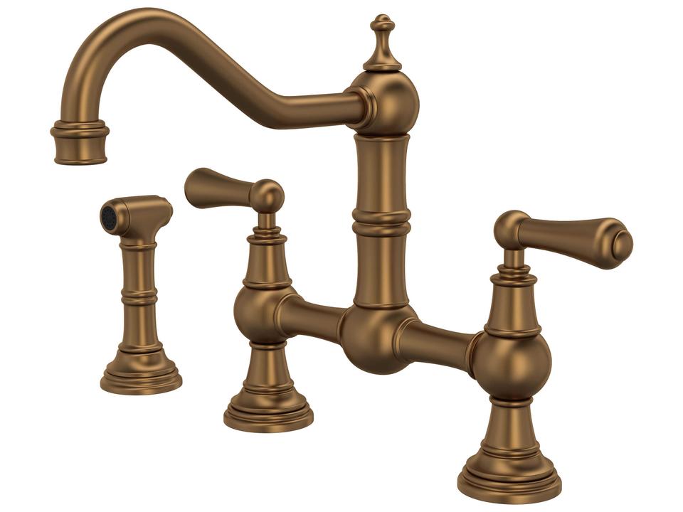Edwardian Bridge Kitchen Faucet with Sidespray English Bronze