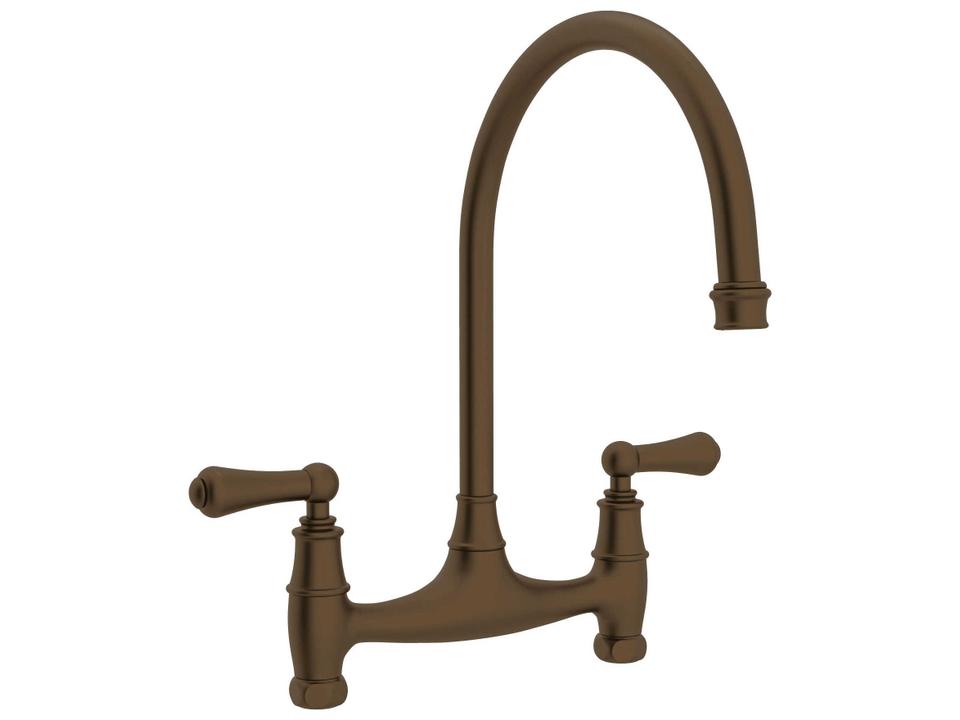 Georgian Era Bridge Kitchen Faucet in English Bronze with Lever Handles