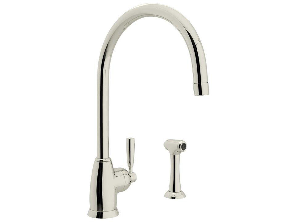 Holborn Sidespray Kitchen Faucet with Swivel C Spout Polished Nickel