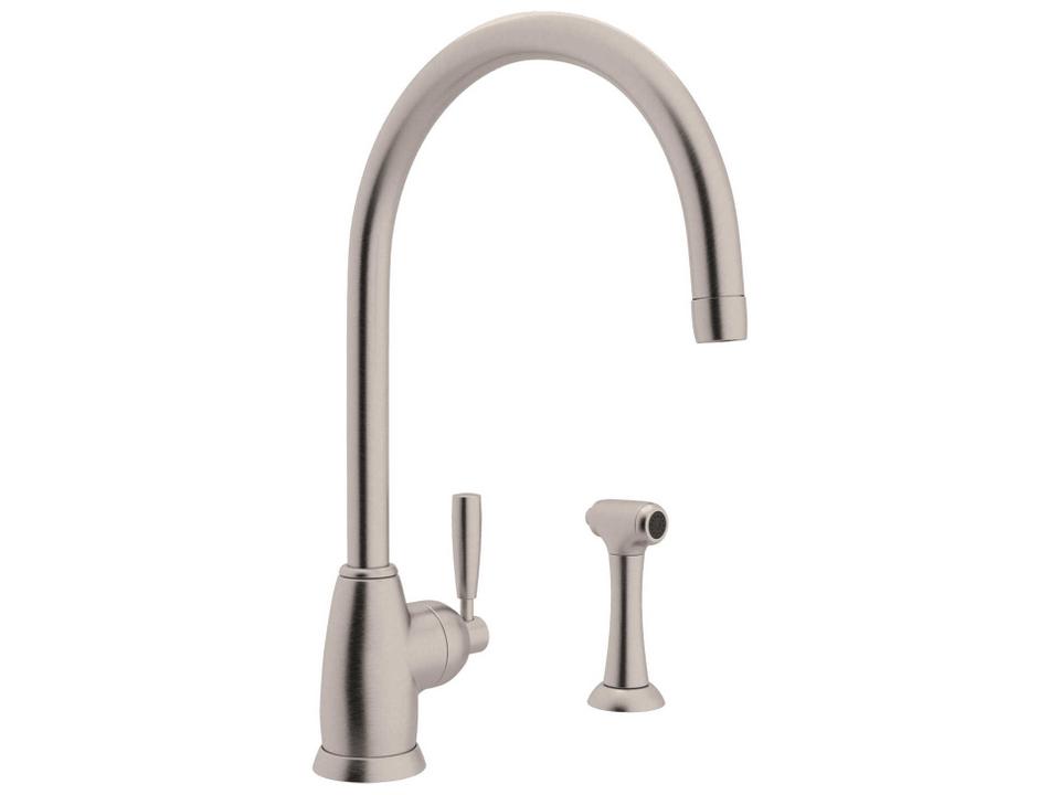 Holborn Single Handle Kitchen Faucet with Side Spray in Satin Nickel