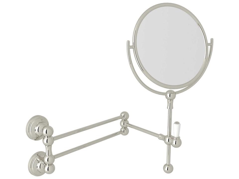 Edwardian Wall Mount Makeup Mirror in Polished Nickel with 3X Magnification