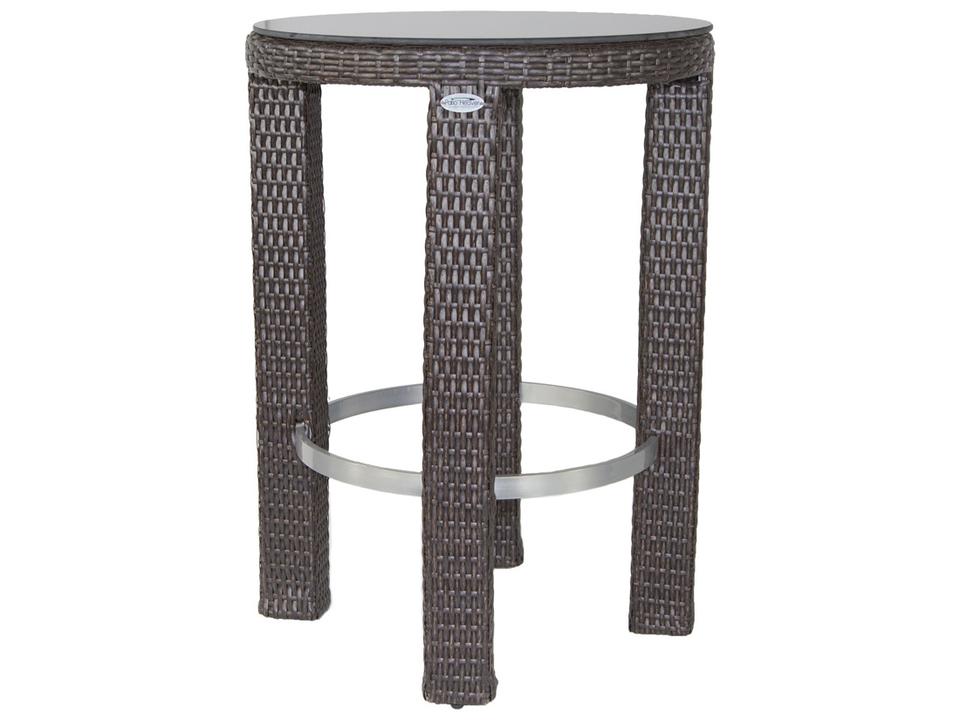 Axcess Inc Signature Round Outdoor Patio Bar Table with Glass Top