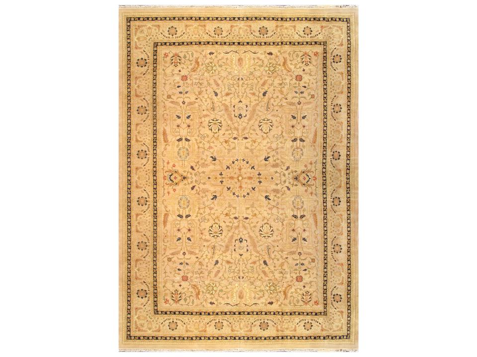 Ziegler Sul Hand-Knotted Wool Bordered Area Rug in Beige