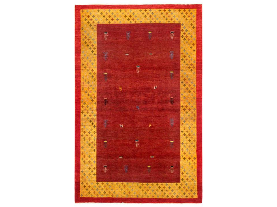 Tribal Hand-Knotted Wool Bordered Area Rug
