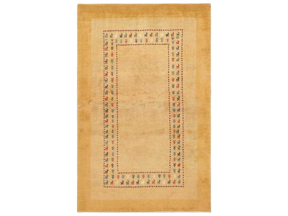 Tribal Hand-Knotted Wool Area Rug in Light Blue and Ivory