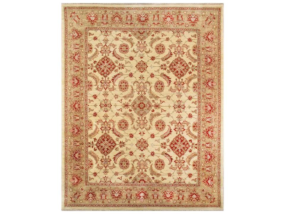 Melody Hand-Knotted Bordered Area Rug in Ivory and Light Blue