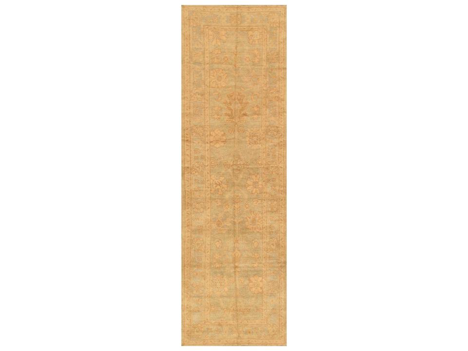 Oushak Hand-Knotted Wool Floral Runner Rug
