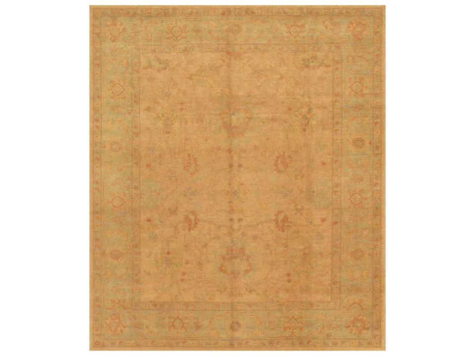 Oushak Hand-Knotted Lamb's Wool Area Rug 98 x 117 Inches Beige