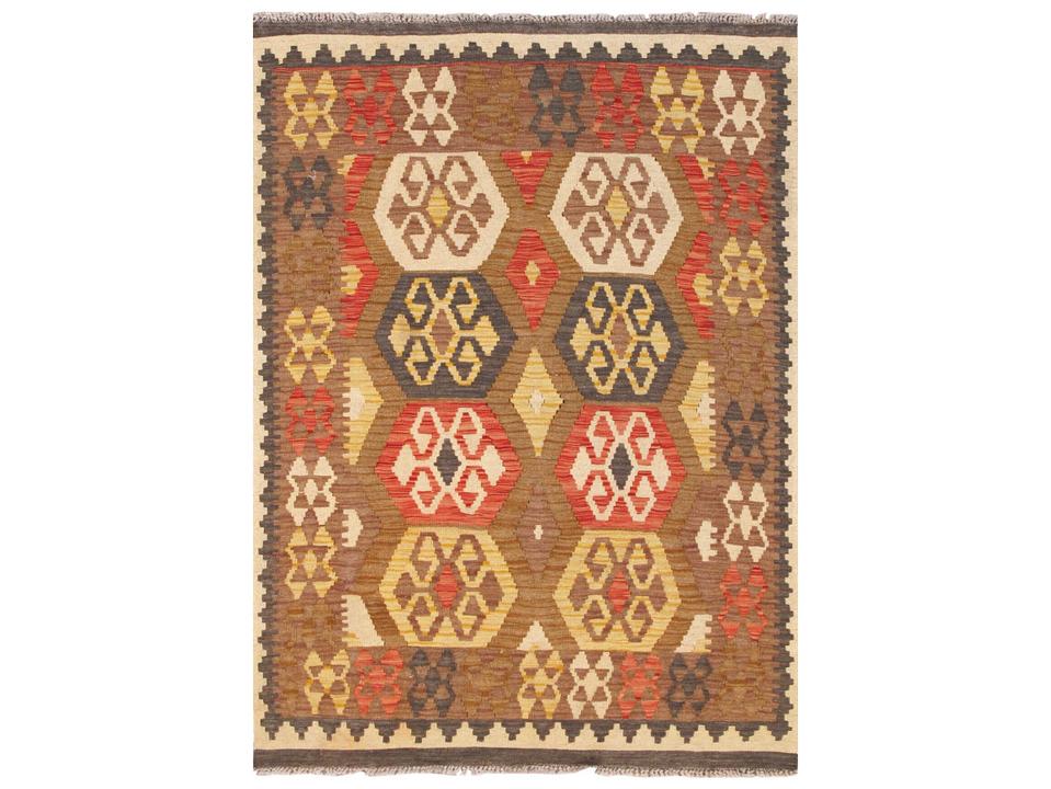 Kilim Moroccan Hand-Woven Wool Area Rug in Multi