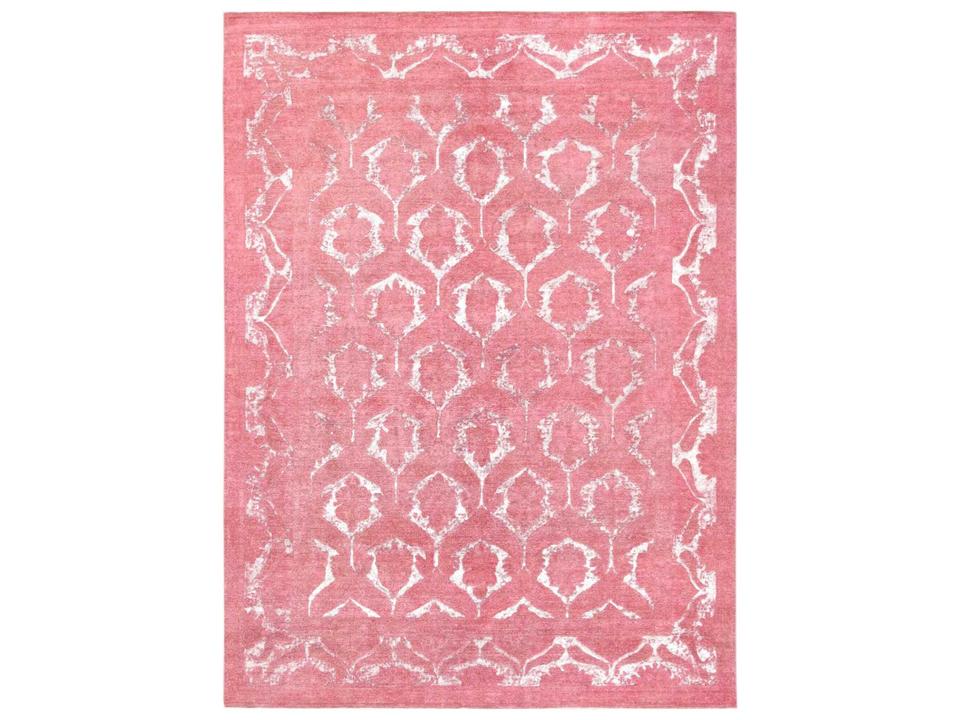 Lahore Bordered Area Rug Hand-Knotted Lamb's Wool Coral