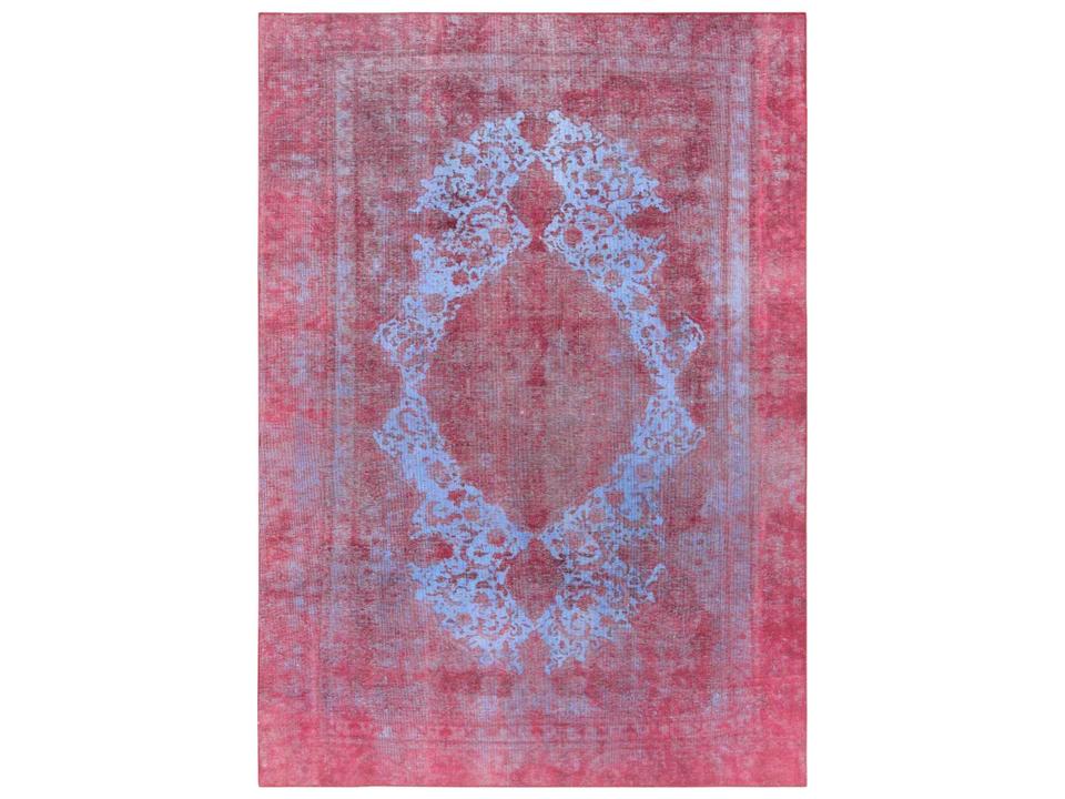 Lahore Bordered 7'2" x 10'3" Hand-Knotted Wool Area Rug in Blue and Red