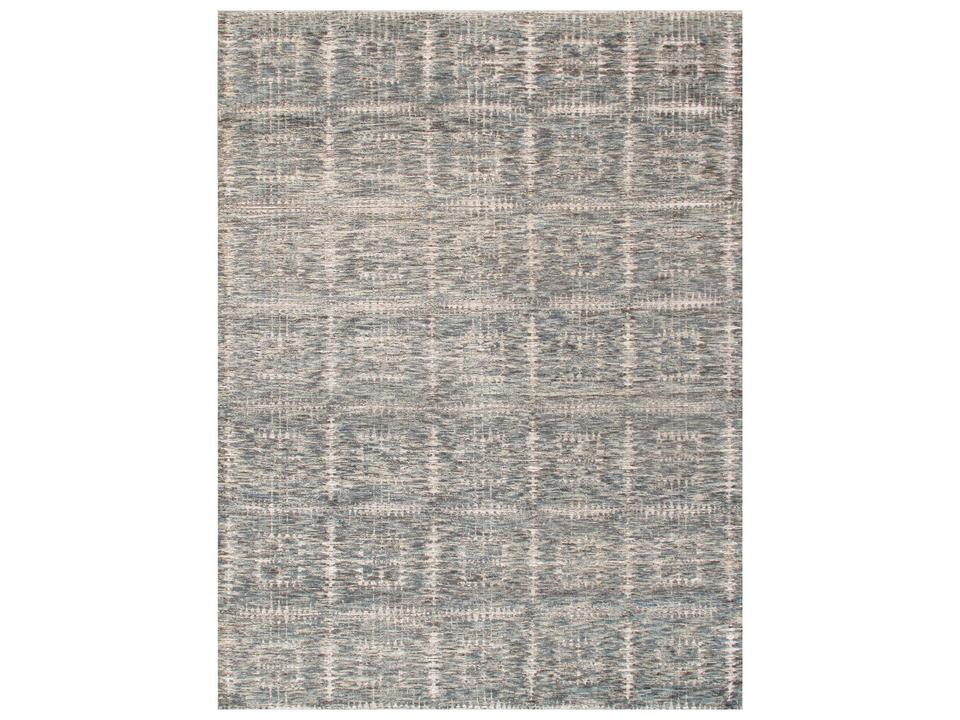 Transitional Geometric Area Rug 9x12 Hand-Knotted Bamboo Silk and Wool