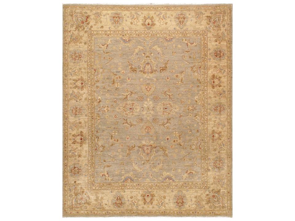 Denver Bordered Hand-Knotted Wool Area Rug in Light Blue Indigo