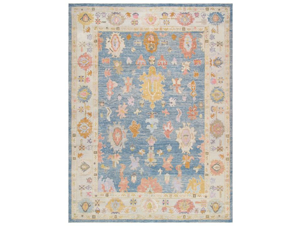 Oushak Collection 8x10 Hand-Knotted Wool Area Rug in Silver Grey