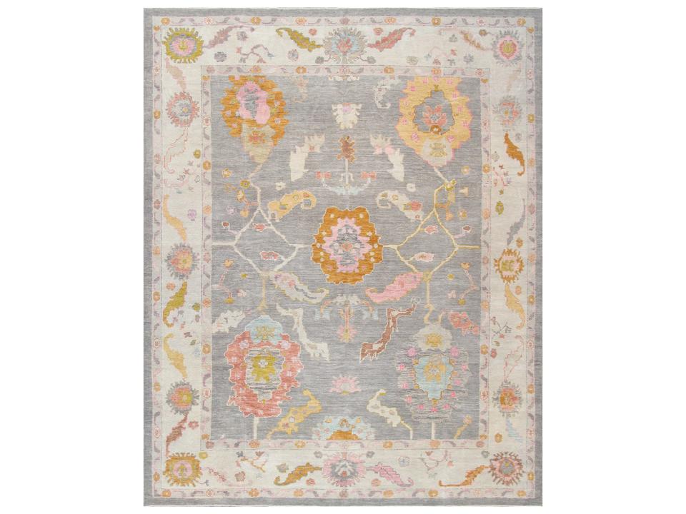Oushak Hand-Knotted Wool Bordered Area Rug 12x15
