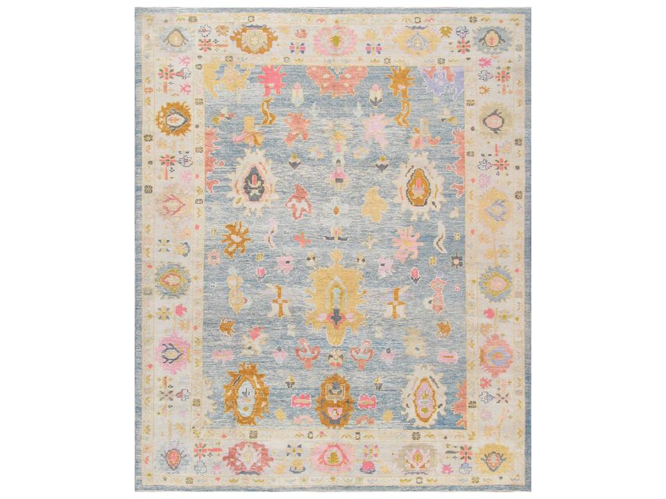 Oushak Hand-Knotted Wool Bordered Area Rug