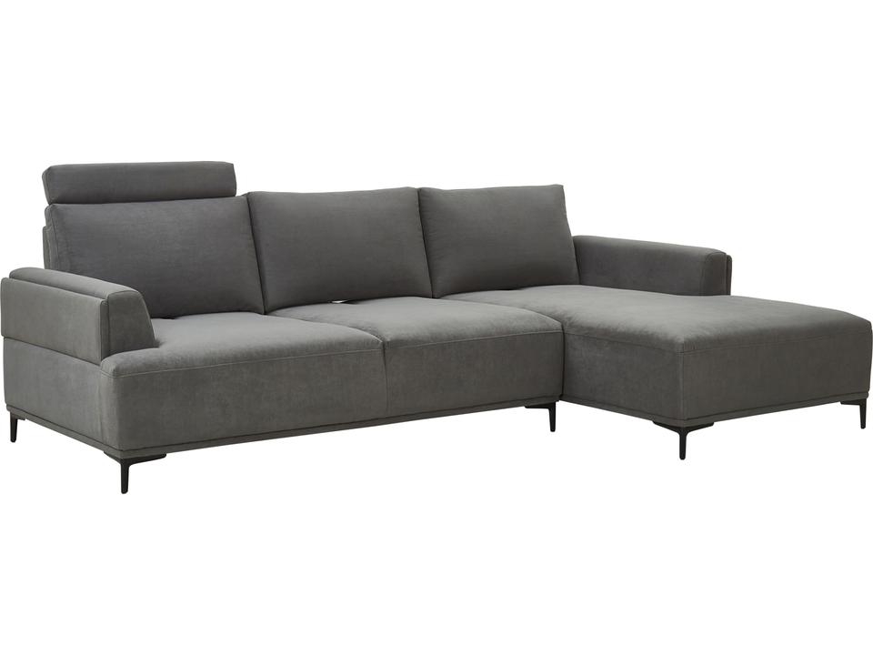 Contempo 2-Piece Right Facing Chaise Faux Suede Sectional Sofa in Gray