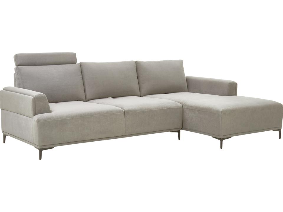 Contempo Lucca 4-Seat Faux Suede Sectional Sofa with Right Chaise and Adjustable Headrests