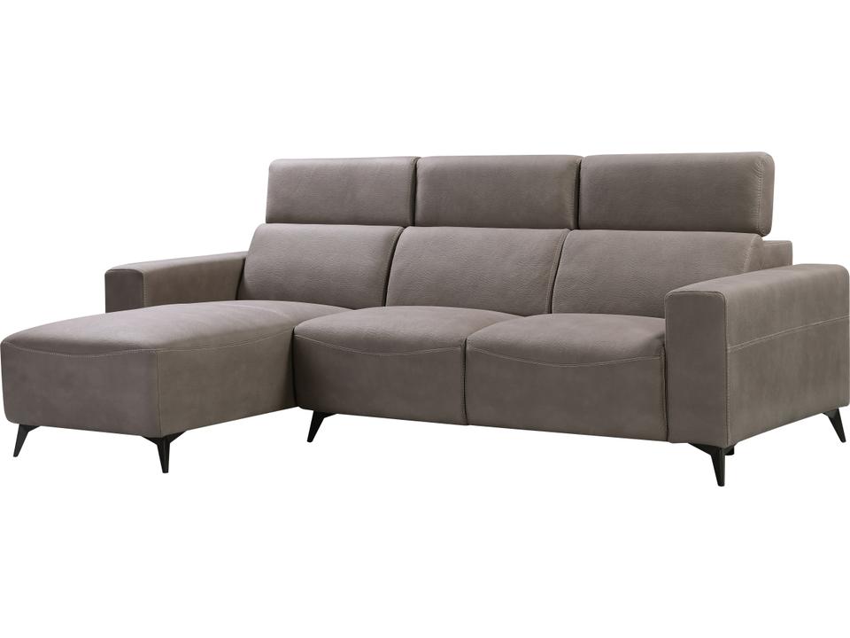 Contempo Bari 4-Seat Left-Facing Faux Suede Sectional Sofa in Gray