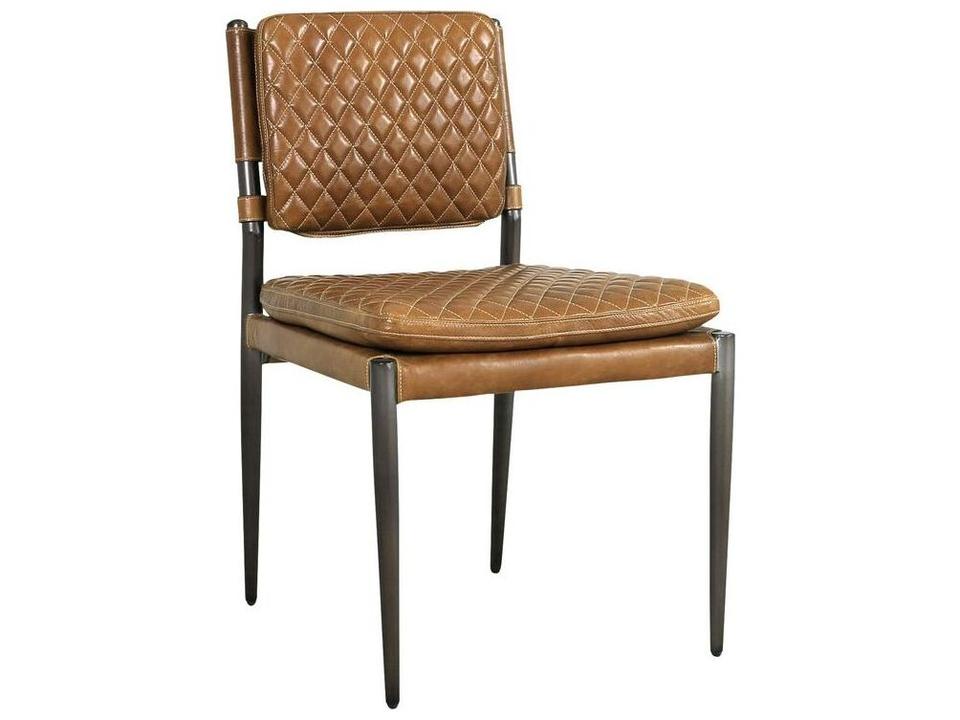Vicenza Capri Brown Leather Armless Dining Chair with Quilted Pattern