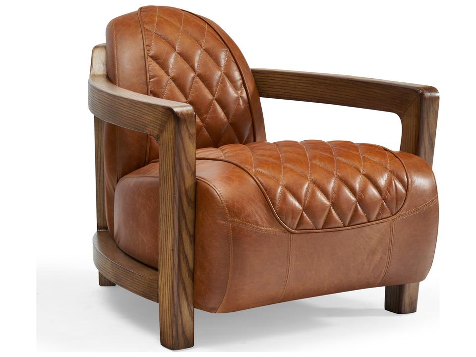 Vicenza Ethan Top-Grain Leather Accent Chair in Brown