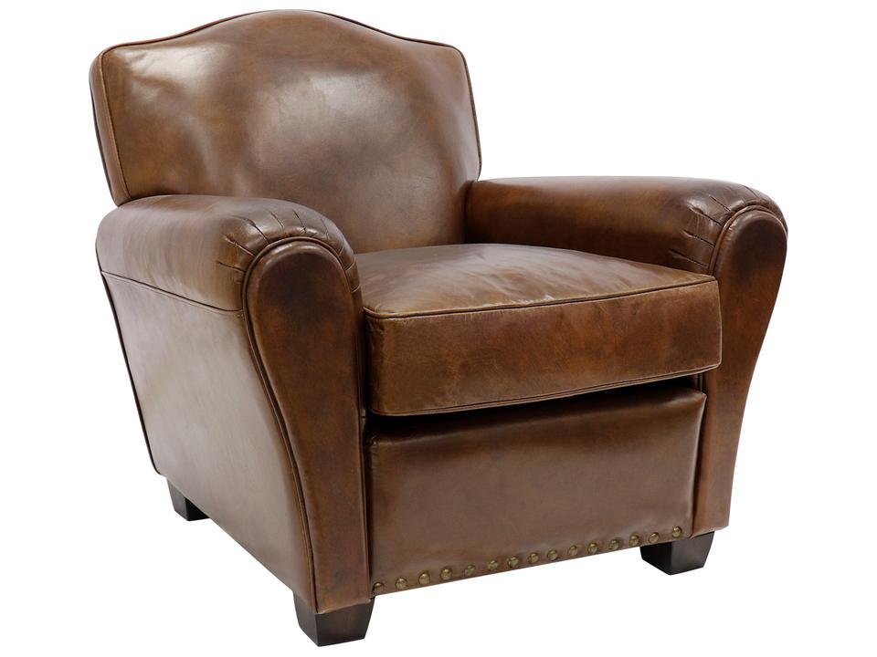 Vicenza Palermo Brown Top-Grain Leather Wingback Accent Chair with Nailhead Trim