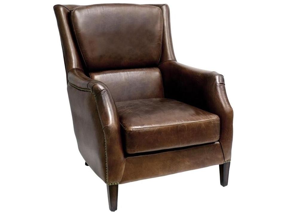 Vicenza Baker Brown Leather Accent Chair English Design