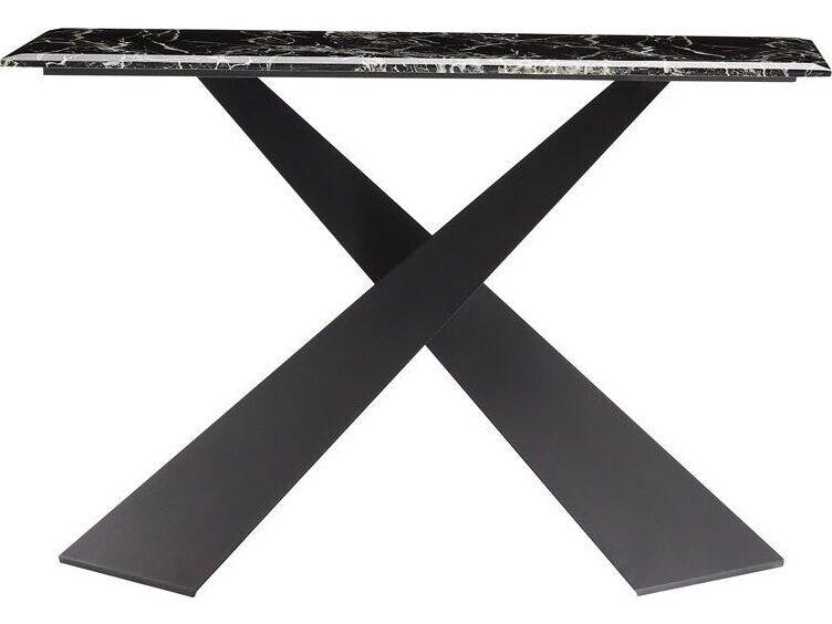 Luxe Rectangular Marble Console Table in Black