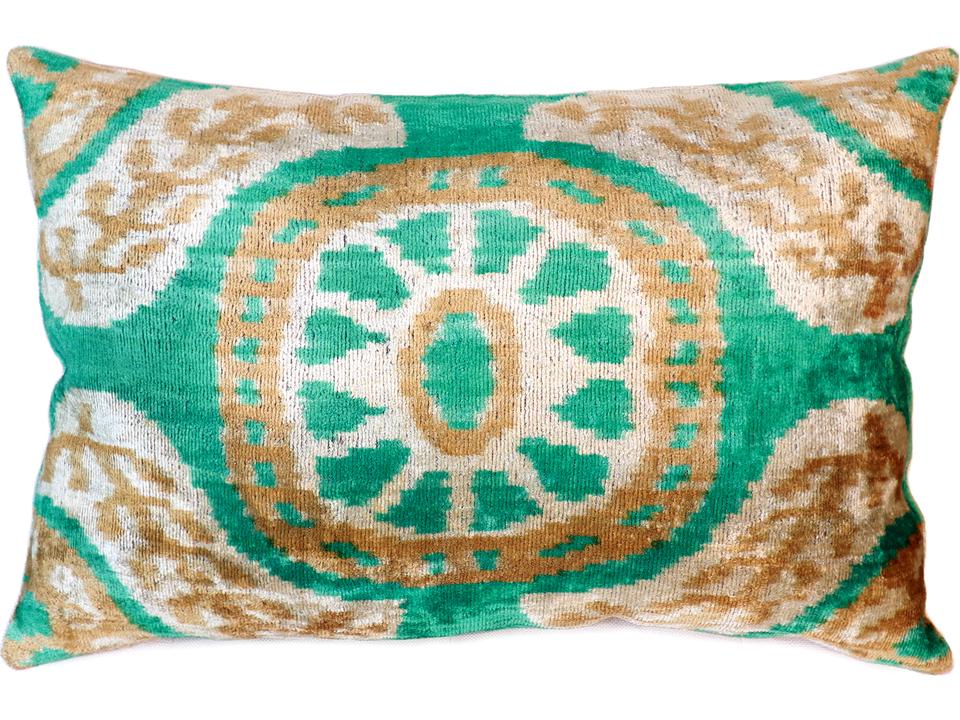 Ikat Silk Velvet Decorative Pillow 15 x 24 Inch
