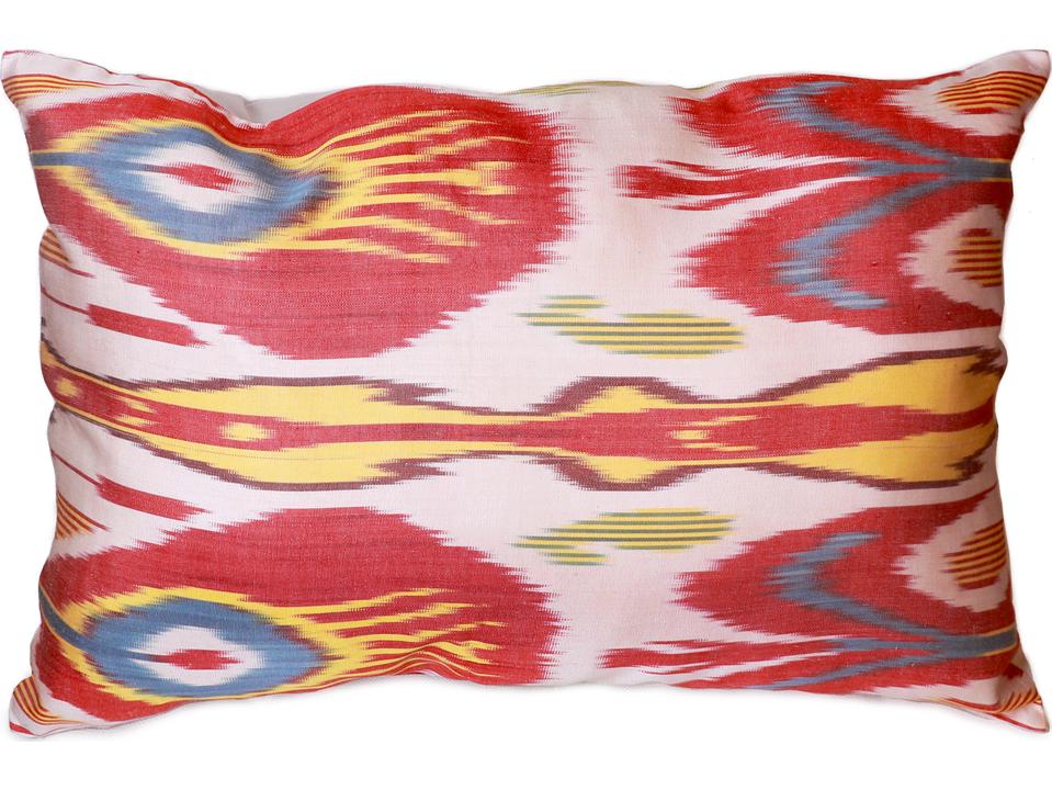 Ikat Multi Silk Velvet Decorative Pillow