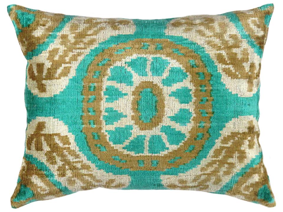 Ikat Velvet Decorative Pillow 15x20 Inch