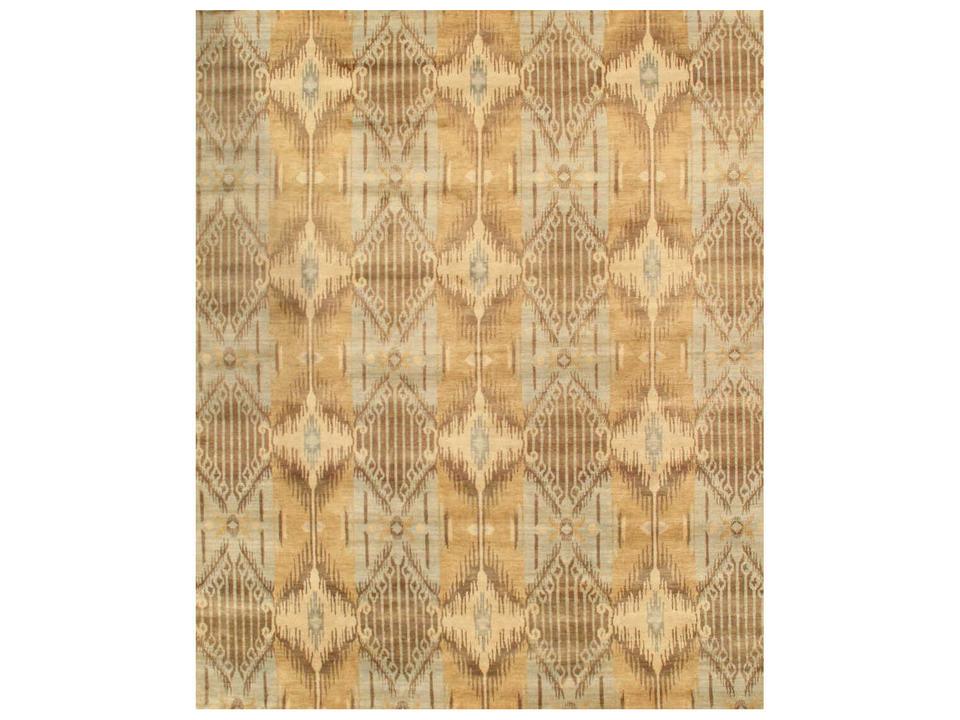 Ikat Collection Hand-Knotted Lamb's Wool Area Rug in Grey and Light Blue