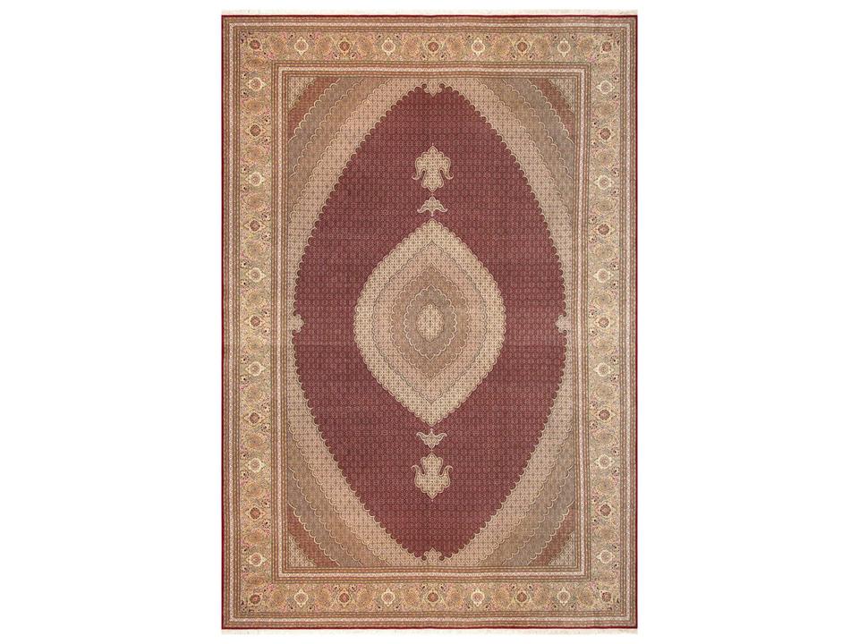 Baku Bordered Hand-Knotted Silk and Wool 11x17 Foot Area Rug