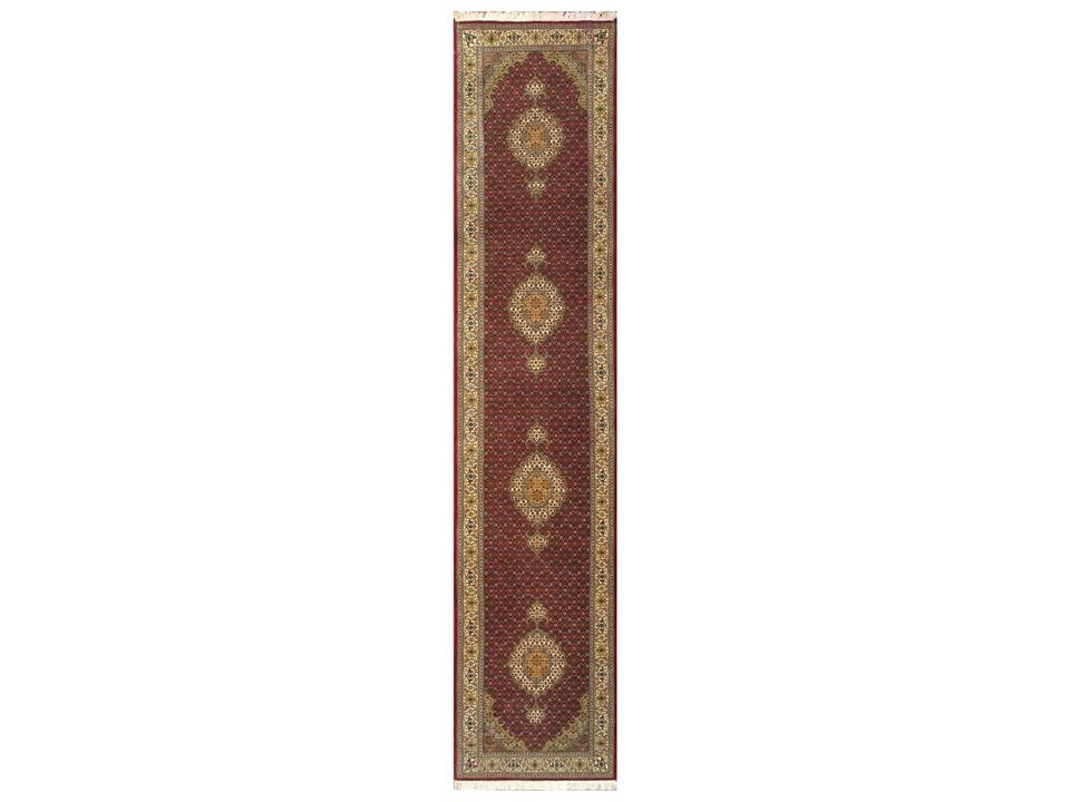 Baku Bordered Runner Area Rug in Red and Ivory