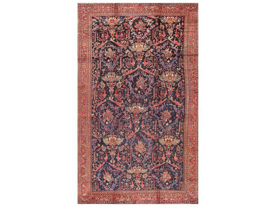 Melody 11'6" x 18'6" Hand-Knotted Lamb's Wool Area Rug in Navy and Red