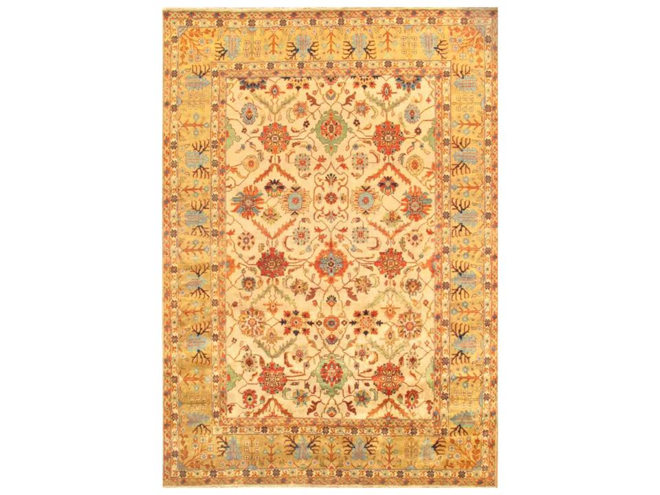 Mahal Hand-Knotted Wool Area Rug with Bordered Design