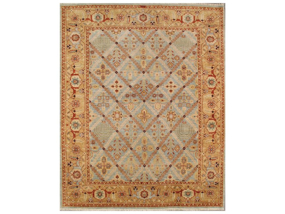 Azerbaijan Hand-Knotted Bordered Lamb's Wool Area Rug