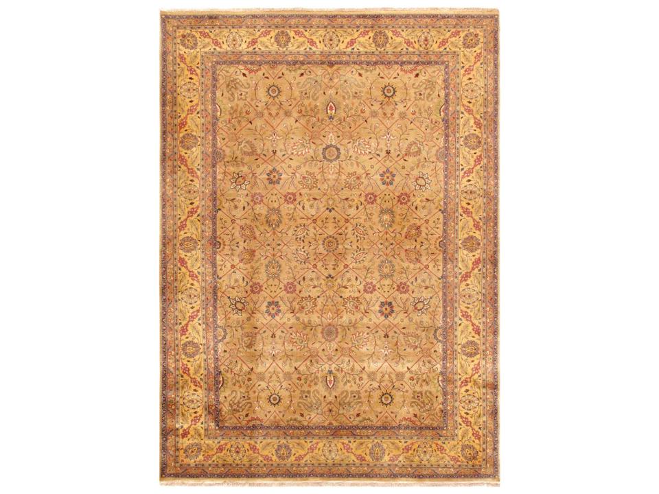 Baku Collection Bordered Hand-Knotted Wool Area Rug Camel 8x10
