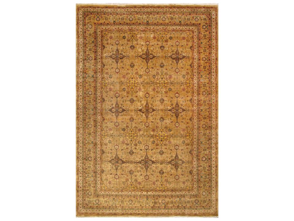 Baku 11'9"x17'8" Hand-Knotted Camel Wool Area Rug Bordered Design