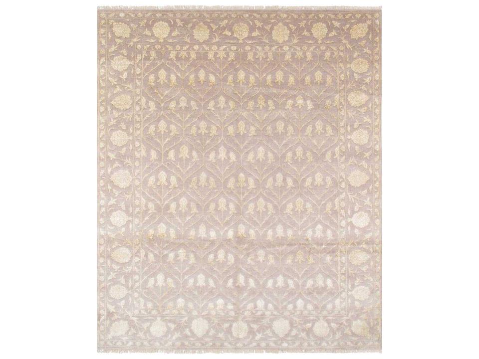Baku Bordered Hand-Knotted Silk and Wool Area Rug
