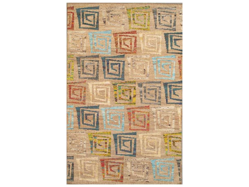 Modern Geometric Hand Tufted Viscose Area Rug in Gray Beige