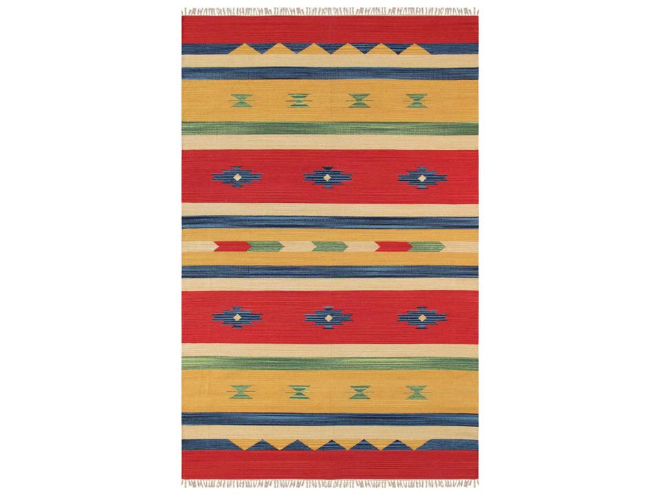 Anatolian Southwestern Hand-Woven Cotton Area Rug in Multi