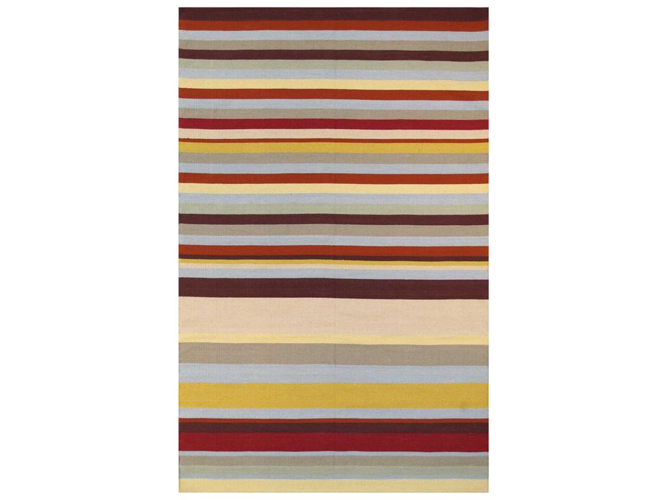 Anatolian Striped Hand-Woven Cotton Area Rug in Multi