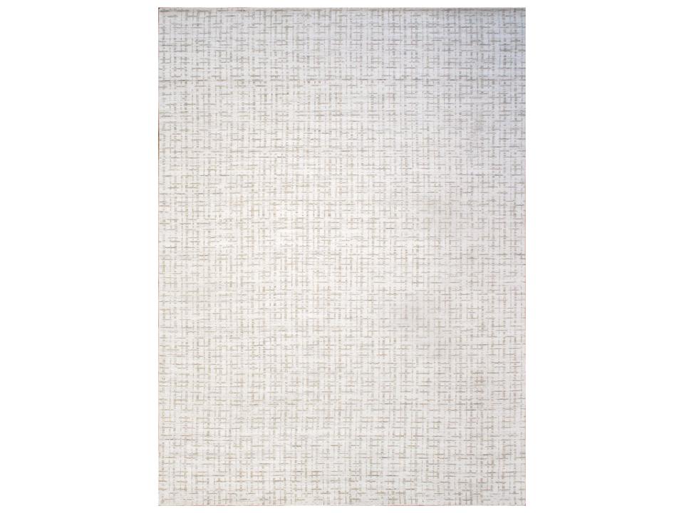 Slate Geometric Area Rug Hand-Loomed Bamboo Silk and Wool