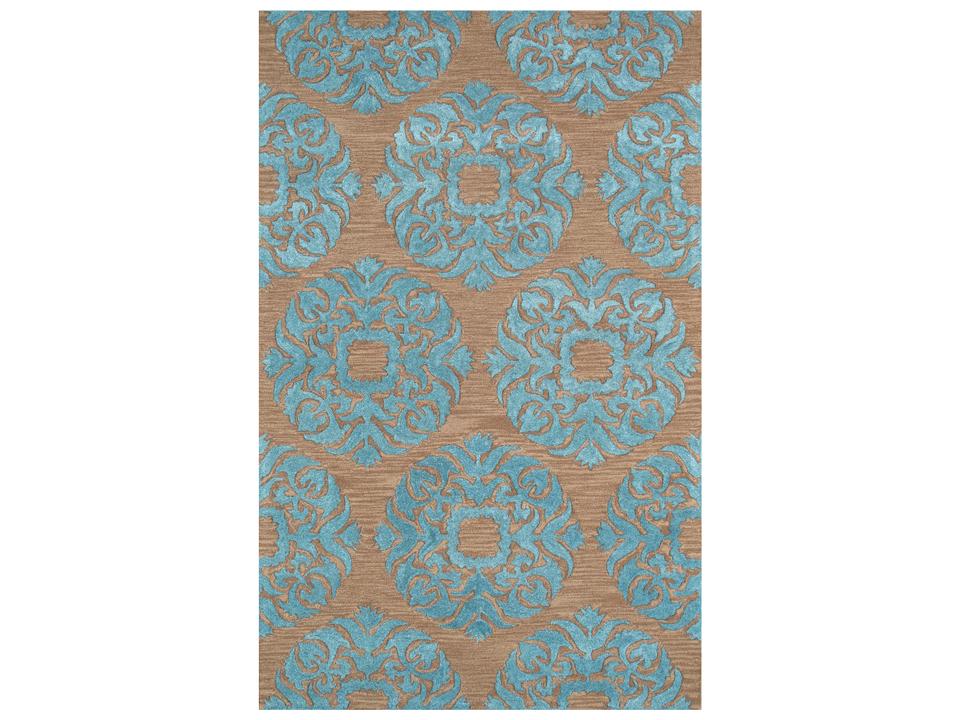 Transitional Damask Hand-Knotted Area Rug in Brown