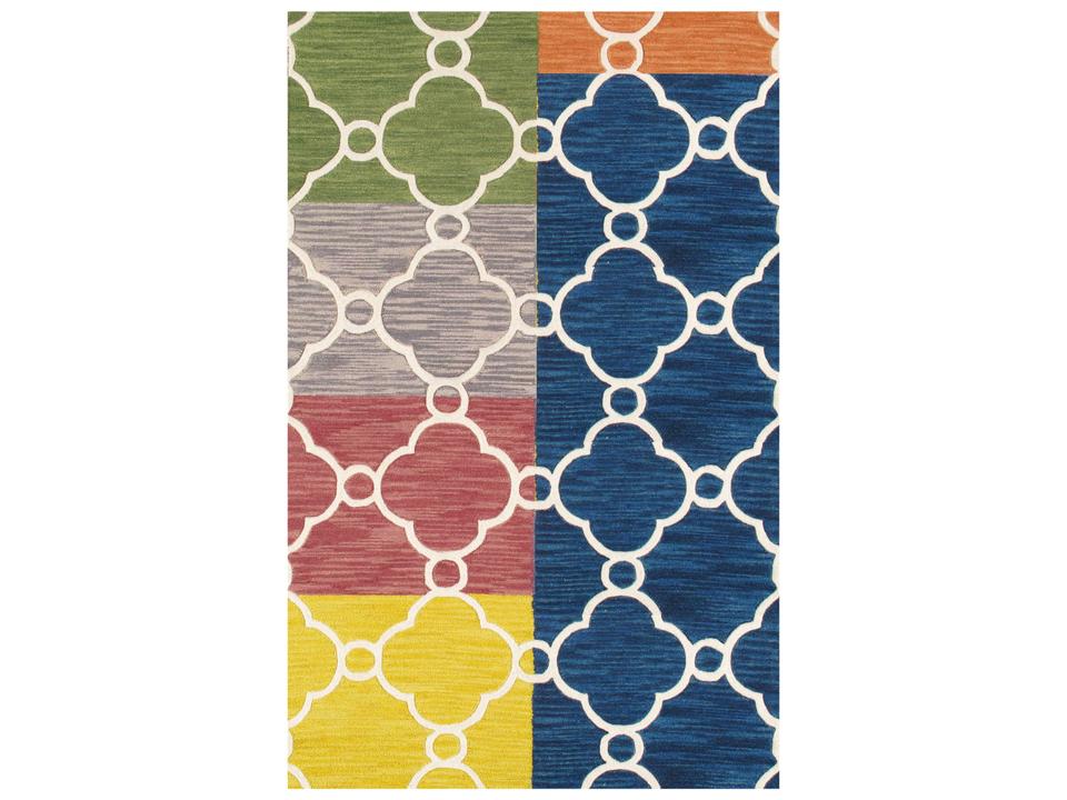 Transitional Moroccan Hand-Tufted Wool and Bamboo Silk Area Rug Multi-Color