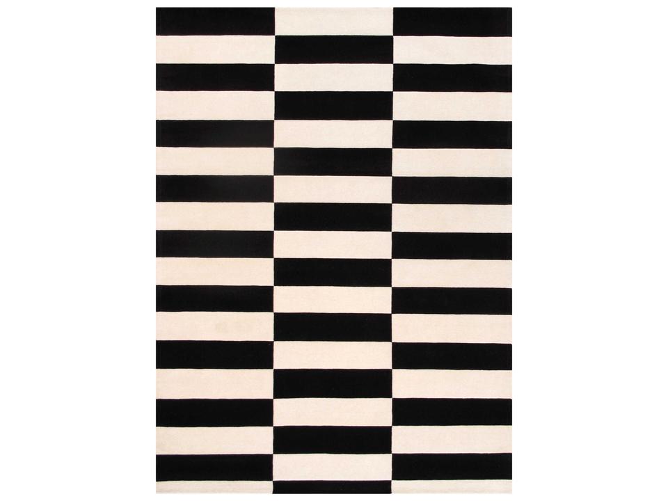Rodeo Striped Hand-Tufted 10x14 Area Rug in White and Black