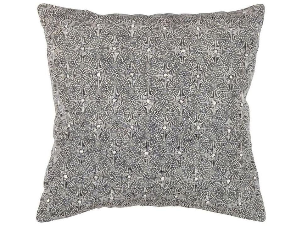 Naples Embroidered Square Pillow Ivory and Silver
