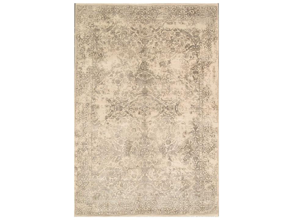 Transitional Bordered Area Rug in Beige Light Blue 4x6